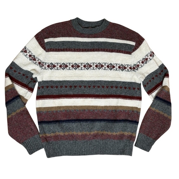 Jantzen Sweaters - JANTZEN Vintage 90s Wool Blend Fair Isle Nordic Ski Stripe Crewneck Sweater USA